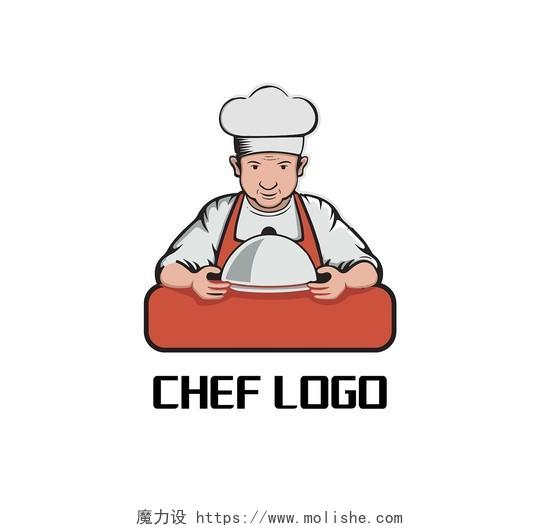 红色卡通风格餐厅logo厨师餐厅标志